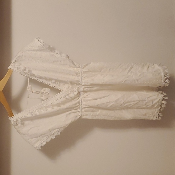 NWOT SHEIN Swiss Dot Backless Guipure Lace Trim Dress. White. Size M. - Picture 3 of 13